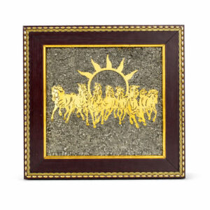 7 Horses on Raw Pyrite Frame