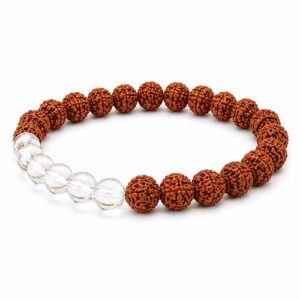 5 Mukhi Rudraksha Bracelet with White Crystals