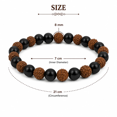 Rudraksha Karungali Bracelet 8mm – Natural Rudraksha and Karungali (Ebony Wood) Bracelet for Men & Women - Image 4