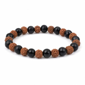 Rudraksha Karungali Bracelet 8mm – Natural Rudraksha and Karungali (Ebony Wood) Bracelet for Men & Women