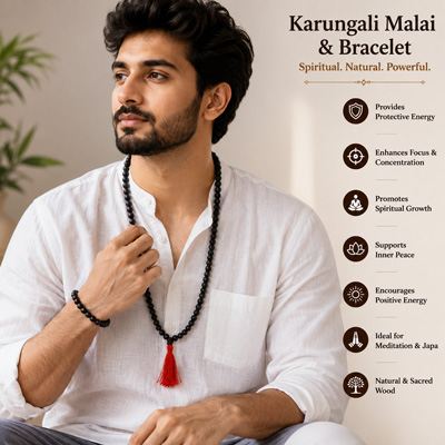 Karungali Malai and Karungali Bracelet Combo Govt. Certified 8mm - Image 4